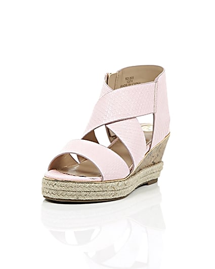 360 degree animation of product Girls light pink wedge sandals frame-1