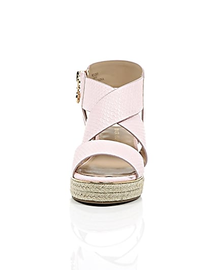 360 degree animation of product Girls light pink wedge sandals frame-3