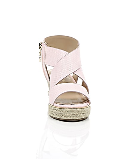 360 degree animation of product Girls light pink wedge sandals frame-4