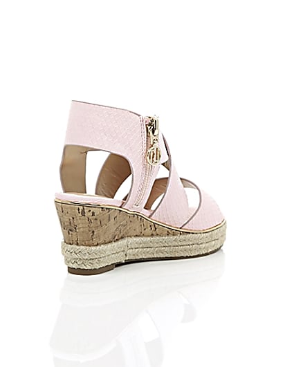 360 degree animation of product Girls light pink wedge sandals frame-13