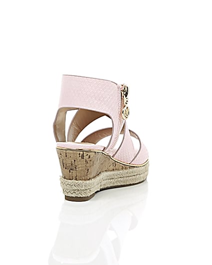 360 degree animation of product Girls light pink wedge sandals frame-14