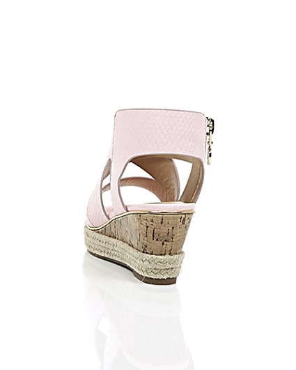 360 degree animation of product Girls light pink wedge sandals frame-16