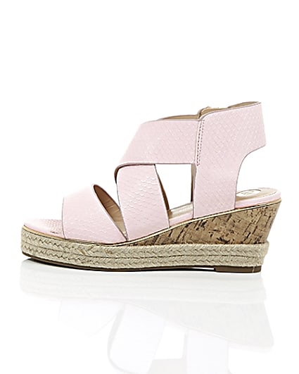 360 degree animation of product Girls light pink wedge sandals frame-21