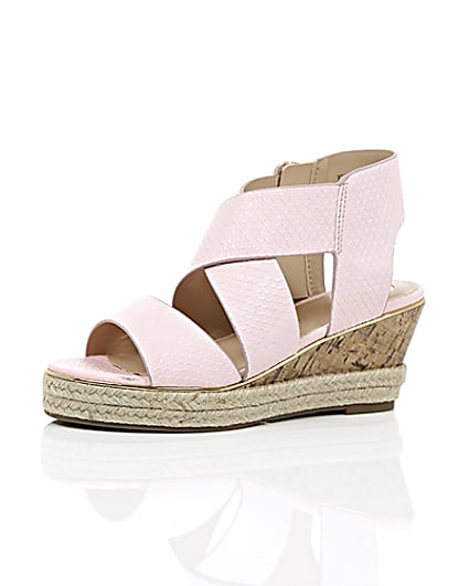 360 degree animation of product Girls light pink wedge sandals frame-23