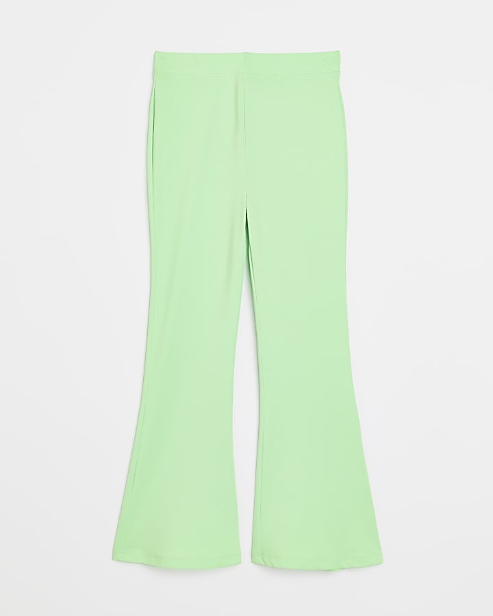 Girls lime green wide leg trousers
