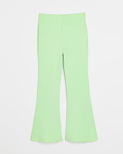 Girls lime green wide leg trousers