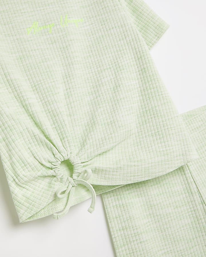 Girls lime space dye ring detail outfit