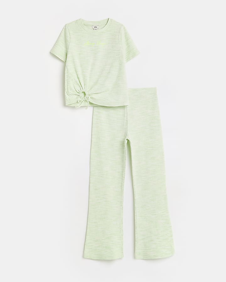 Girls lime space dye ring detail outfit
