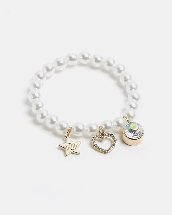Girls metal pearl charm bracelet