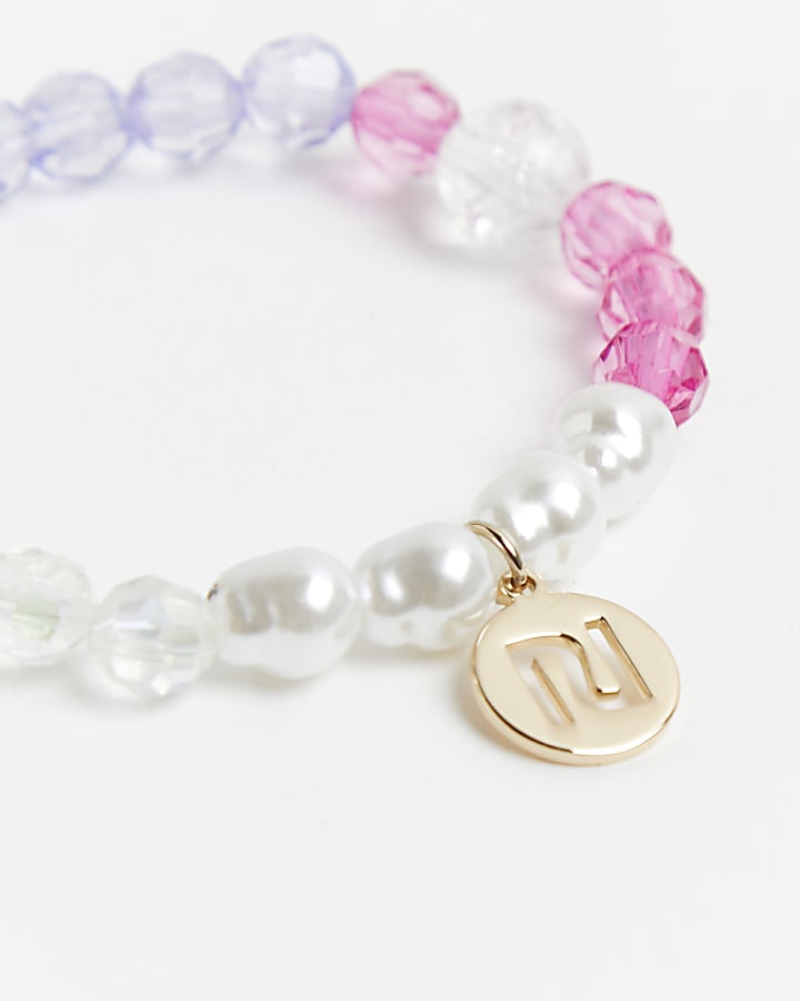 Girls multi bead and chain bracelet 2 pack