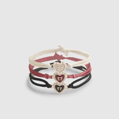 Girls Multi Colour Heart Pack Of 3 Bracelets
