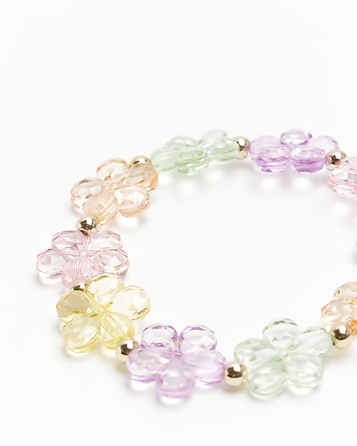 Girls multi flower beaded bracelet