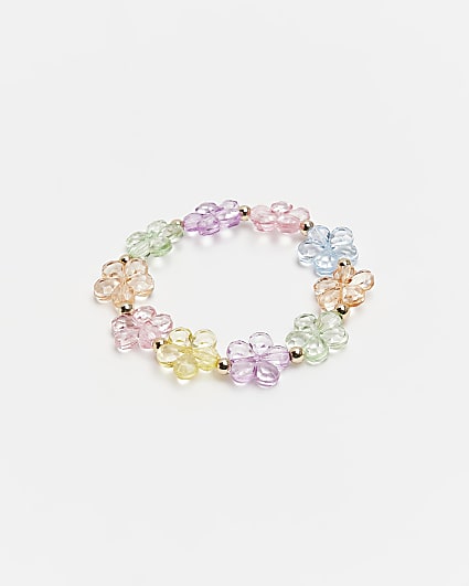 Girls multi flower beaded bracelet