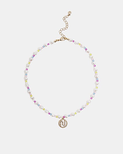 Girls Multi Pearl And Bead Ri Necklace