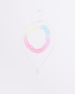 Girls Multicoloured Choker and Necklace Set