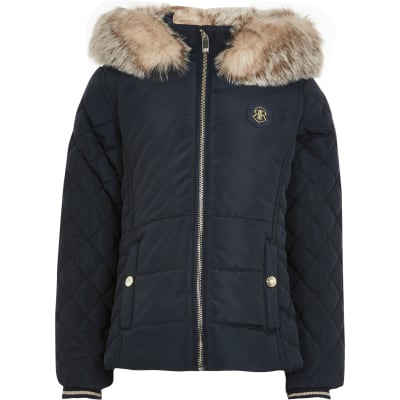 girls navy padded coat