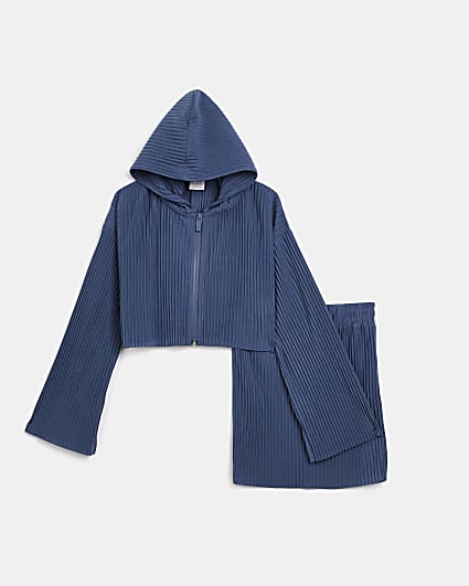 Girls navy RI One hoodie and skirt outfit
