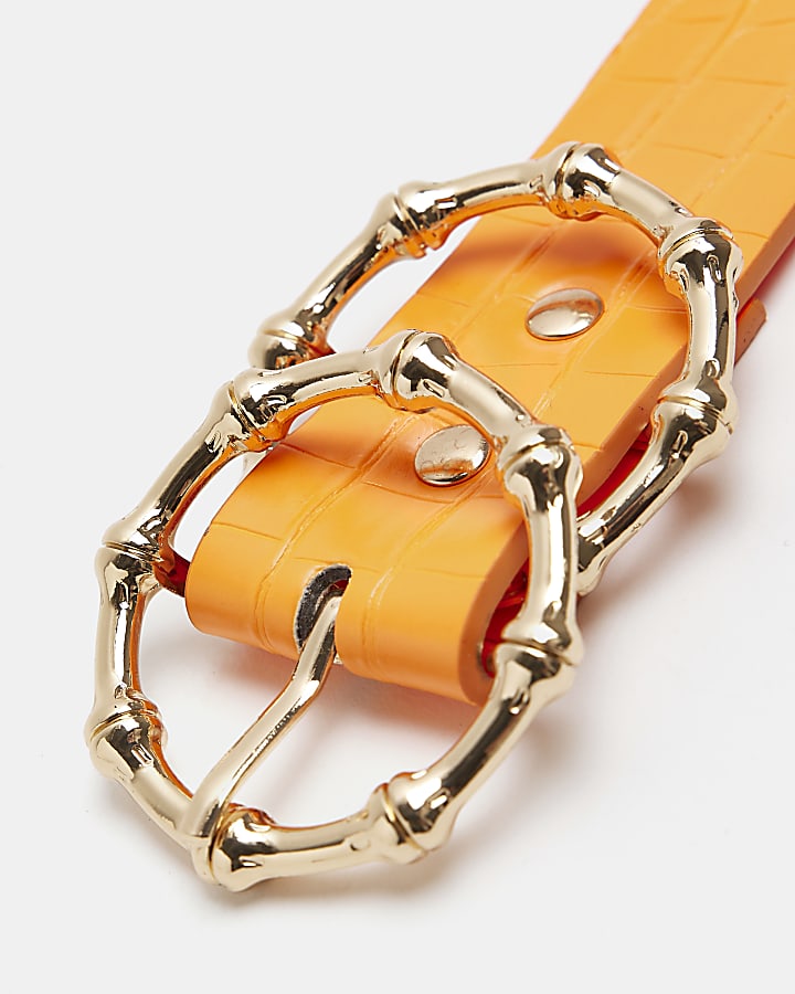 Girls orange double buckle croc belt