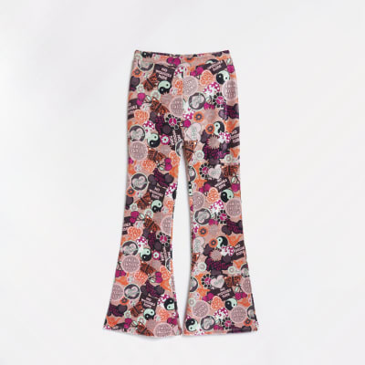 orange flare trousers