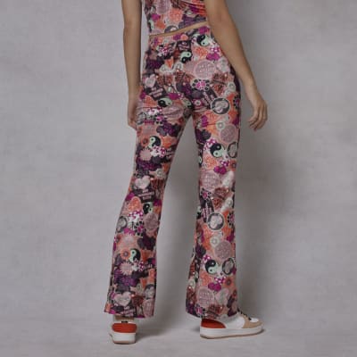 orange flare trousers