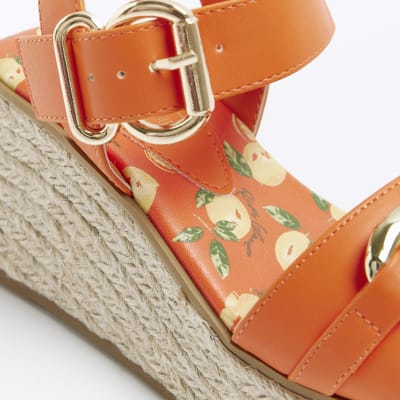 Orange low wedge outlet sandals