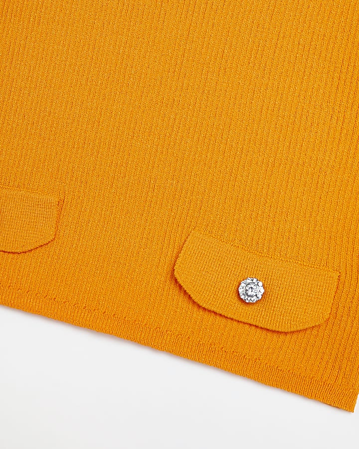 Girls orange knitted crop top