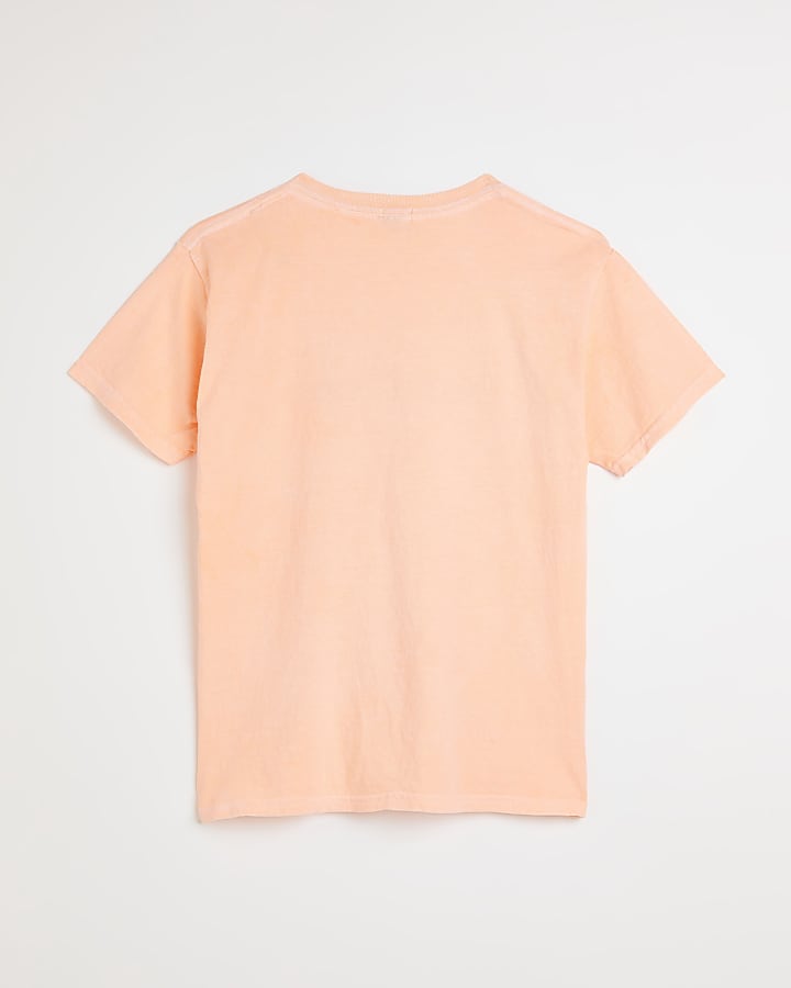Girls orange neon foil print t-shirt
