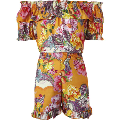 orange playsuit river island