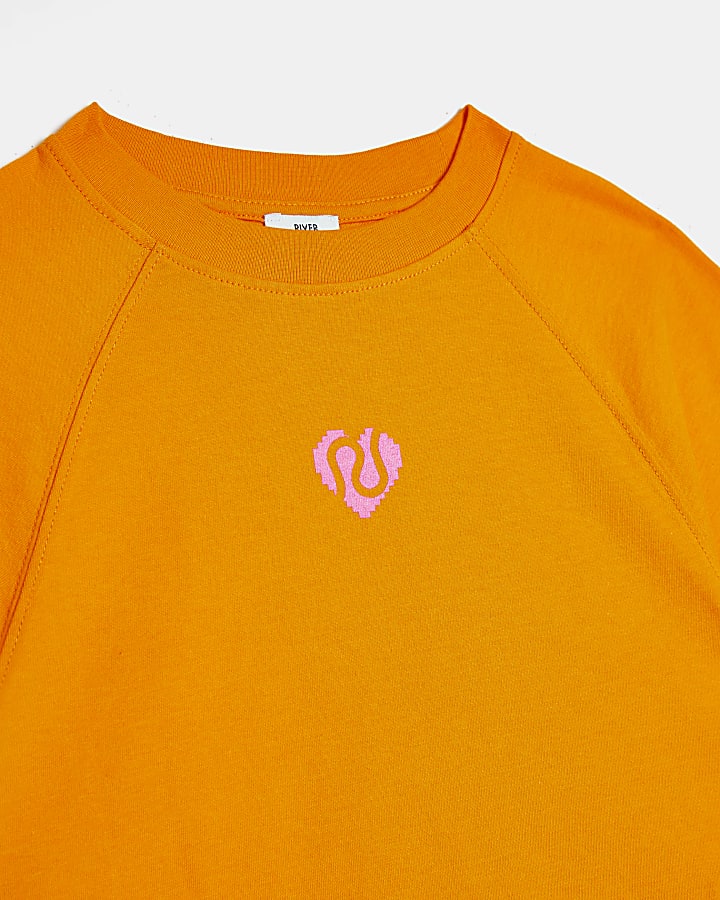 Girls Orange RI Short Sleeve T-shirt