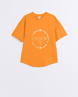 Girls Orange 'Style Icon' Foil T-shirt