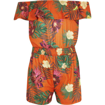 river island orange playsuit