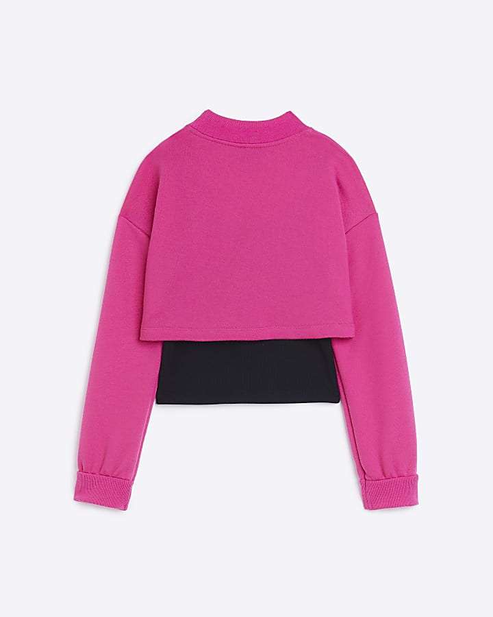 Girls Pink 2 in 1 Embellished Sweatshirt