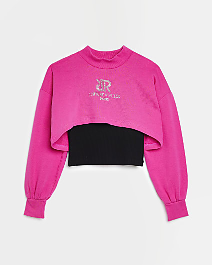 Girls Pink 2 in 1 Sweatshirt