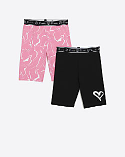 Girls pink abstract cycling shorts 2 pack