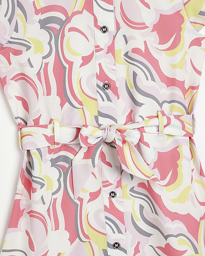 Girls pink abstract print shirt dress