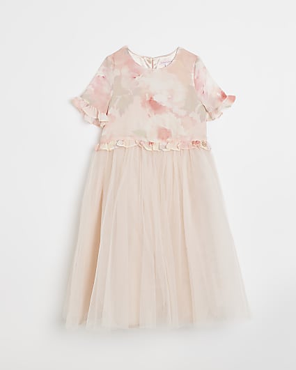 Girls pink Angel & Rocket floral tulle dress