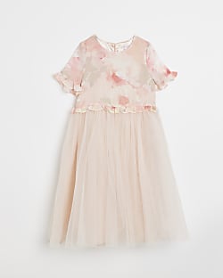 Girls pink Angel & Rocket floral tulle dress