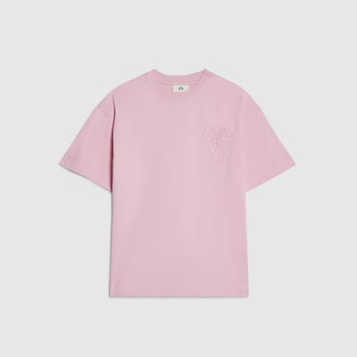 Girls Pink Applique Bow T-Shirt