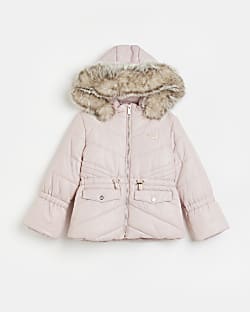 Girls pink AVA CINCHED PUFFER coat