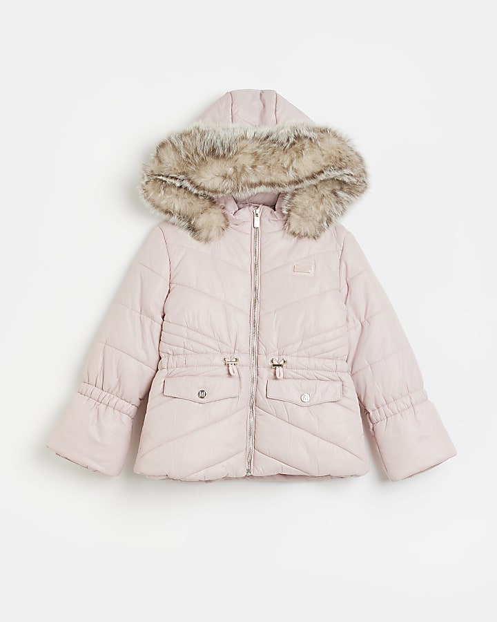 Girls pink AVA CINCHED PUFFER