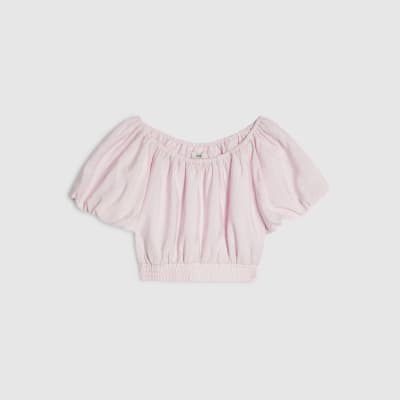 Girls Pink Bardot Crop Top