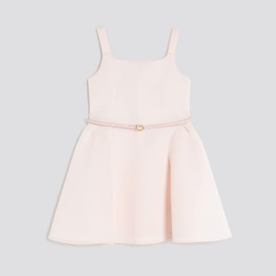 Girls Pink Belted Dress