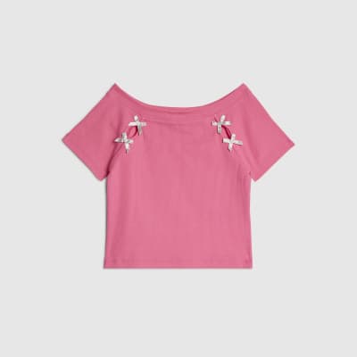 Girls Pink Bow Top