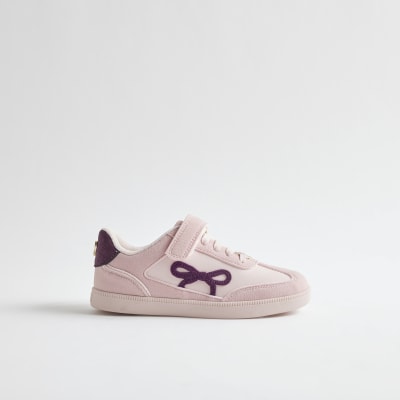 Girls Pink Bow Trainers