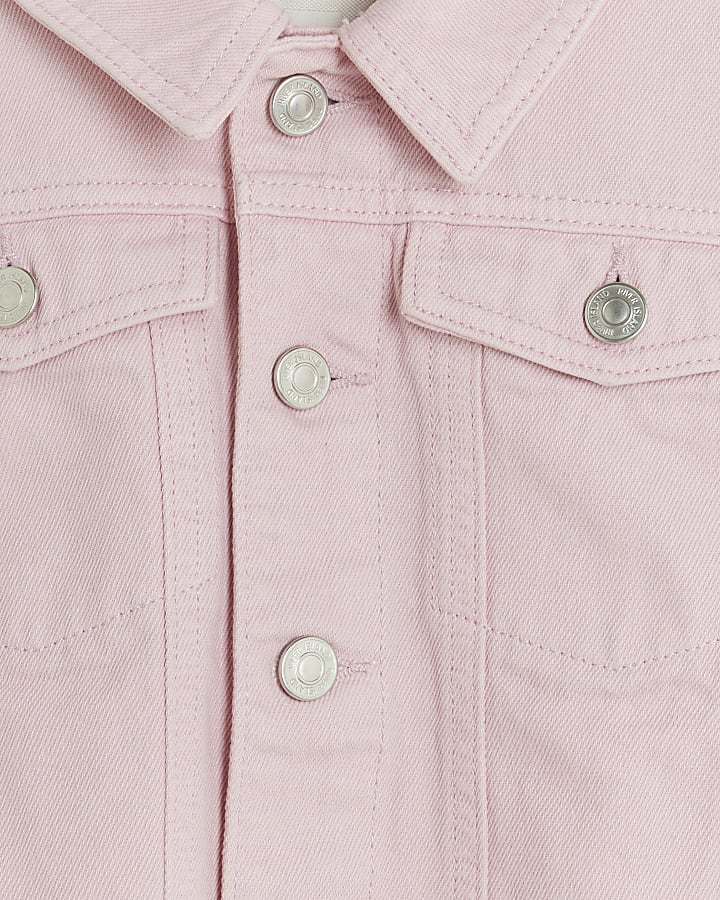 girls pink boxy denim jacket