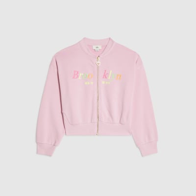 Girls Pink Brooklyn Zip Through Sweatshirt