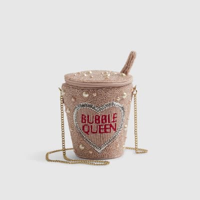 Girls Pink Bubble Queen Beaded Bag