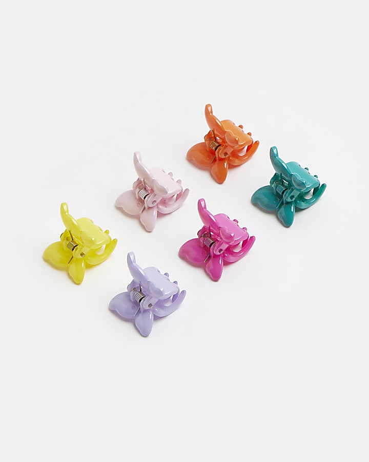 Girls pink butterfly mini claw clips 6 pack