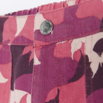 Girls pink butterfly print cargo trousers