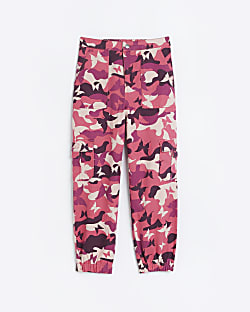 Girls pink butterfly print cargo trousers